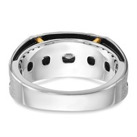 IBGoodman 14K Two-tone Ring with Black Rhodium 0.50 Carat Lab Grown Diamond VS SI+ G+ Five Stone Complete Polished Satin and Grooved Men's view 5