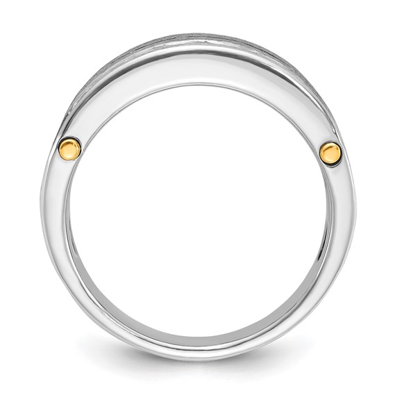 IBGoodman 14k Two-tone Men's Polished Satin and Grooved 7-Stone Ring Mounting