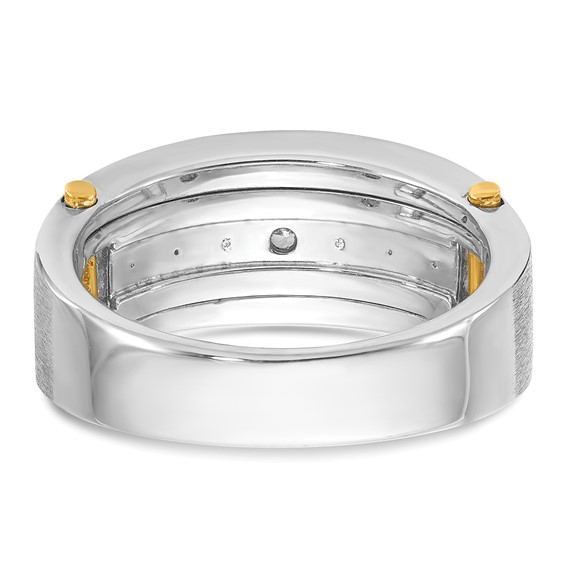 IBGoodman 14k Two-tone Men's Polished Satin and Grooved 7-Stone Ring Mounting