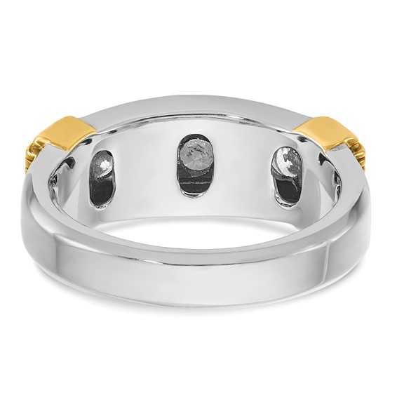 IBGoodman 14k Two-tone Men's Polished and Textured 5-Stone 1 Carat AA Quality Diamond Ring