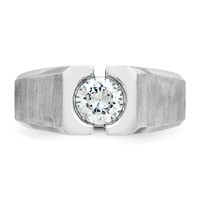 IBGoodman 14K White Gold 1 Carat Lab Grown Diamond VS SI+ G+ Complete Polished and Satin Men's Ring view 4