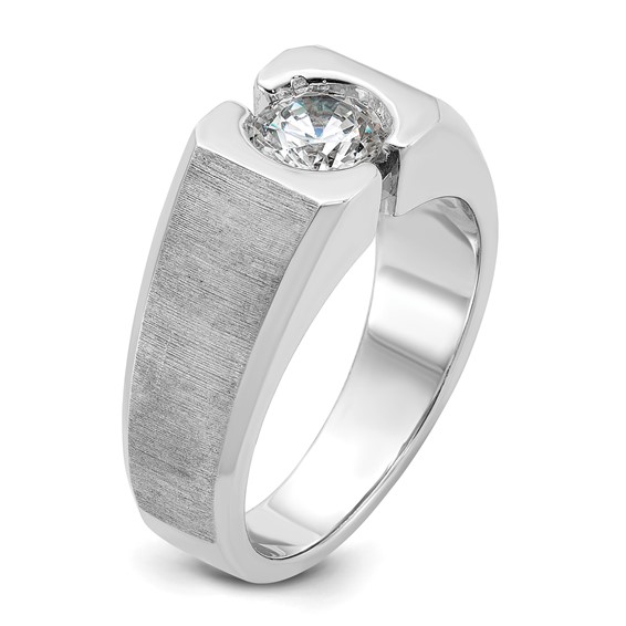 14k Polished and Satin Lab Grown Diamond Ring