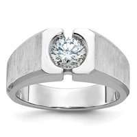 IBGoodman 14K White Gold 1 Carat Lab Grown Diamond VS SI+ G+ Complete Polished and Satin Men's Ring view 1