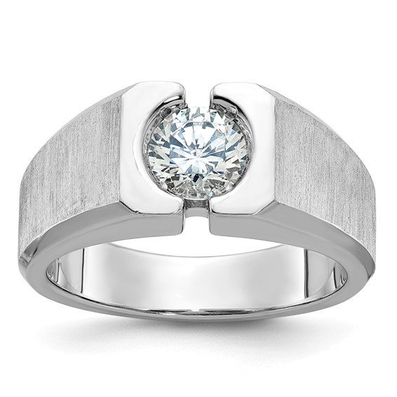 14k Polished and Satin Lab Grown Diamond Ring