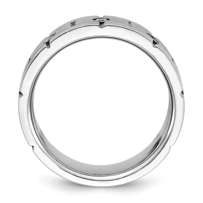 IBGoodman 14k White Gold 1/6 carat Lab Grown Diamond VS/SI+ G+ Complete Three Stone Polished Satin and Grooved Men's Ring