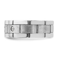 IBGoodman 14K White Gold 0.17 Carat Lab Grown Diamond VS SI+ G+ Complete Three Stone Polished Satin and Grooved Men's Ring view 3