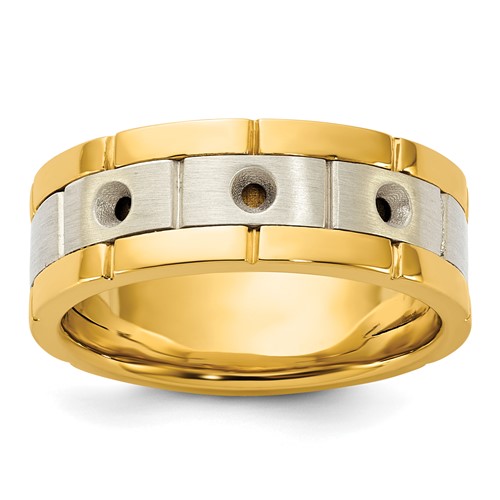 IBGoodman 14K Two-tone Three Stone Prong Set Men's Ring Mounting