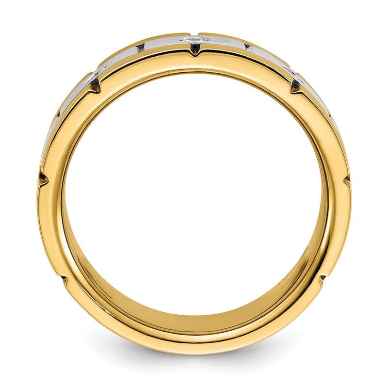 IBGoodman 14k Two-tone 1/6 carat Lab Grown Diamond VS/SI+ G+ Three Stone Complete Men's Ring