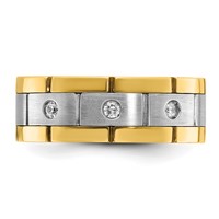 IBGoodman 14K Two-tone 0.17 Carat Lab Grown Diamond VS SI+ G+ Three Stone Complete Men's Ring view 4