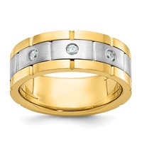 IBGoodman 14K Two-tone 0.17 Carat Lab Grown Diamond VS SI+ G+ Three Stone Complete Men's Ring view 1