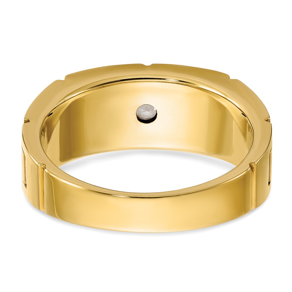 IBGoodman 14k Two-tone Men's Polished Satin and Grooved 1/10 Carat AA Quality Diamond Ring (B63902-4YWAA)