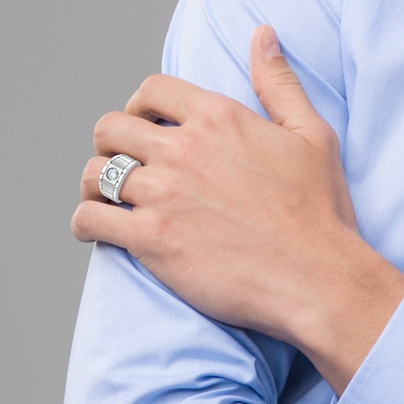 IBGoodman 14k White Gold Polished and Satin Men's Ring Mounting