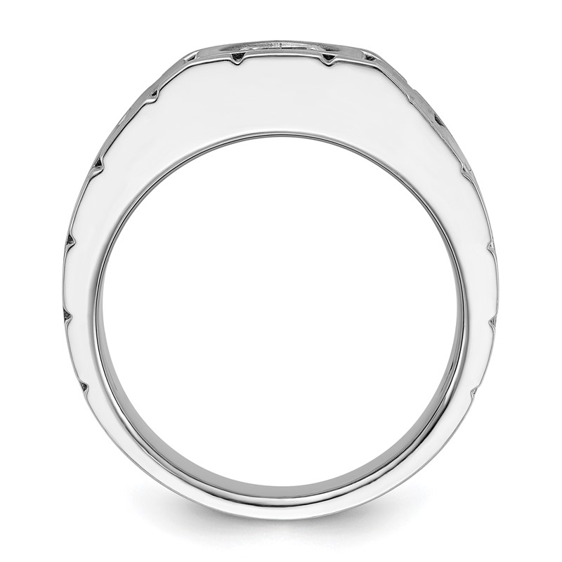 True Origin IBGoodman 14k White Gold 1 carat Lab Grown Diamond VS/SI+ G+ Complete Polished and Satin Men's Ring