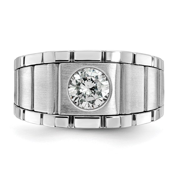 IBGoodman 14k White Gold Polished and Satin Men's Ring Mounting