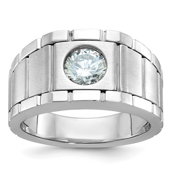 IBGoodman 14k White Gold Polished and Satin Men's Ring Mounting