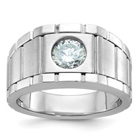 True Origin IBGoodman 14K White Gold 1 Carat Lab Grown Diamond VS SI+ G+ Complete Polished and Satin Men's Ring view 1