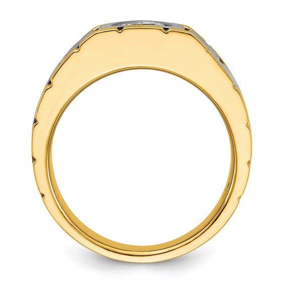 True Origin IBGoodman 14k Two-tone 1 carat Lab Grown Diamond VS/SI+ G+ Complete Polished and Satin Men's Ring