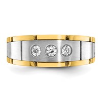 IBGoodman 14K Two-tone 0.25 Carat Lab Grown Diamond VS SI+ G+ Complete Three Stone Men's Ring view 4