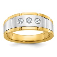 IBGoodman 14K Two-tone 0.25 Carat Lab Grown Diamond VS SI+ G+ Complete Three Stone Men's Ring view 1