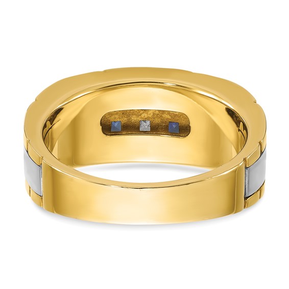 IBGoodman Men's Polished & Grooved Cr. Sapphire & Diamond Rings