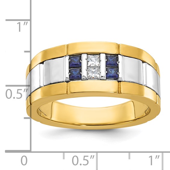 IBGoodman Men's Polished & Grooved Cr. Sapphire & Diamond Rings