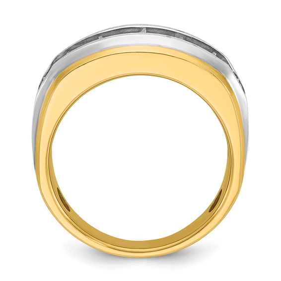 IBGoodman 14k with White Rhodium 1 1/2 carat Lab Grown Diamond VS/SI+ G+ Complete Satin Men's Ring