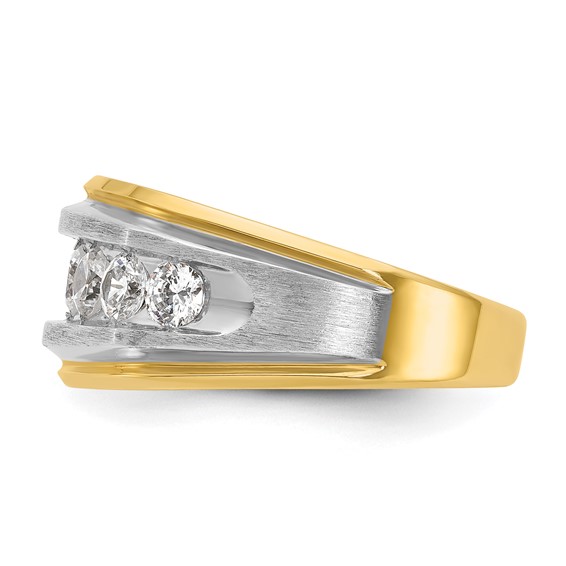 IBGoodman 14k with White Rhodium 1 1/2 carat Lab Grown Diamond VS/SI+ G+ Complete Satin Men's Ring