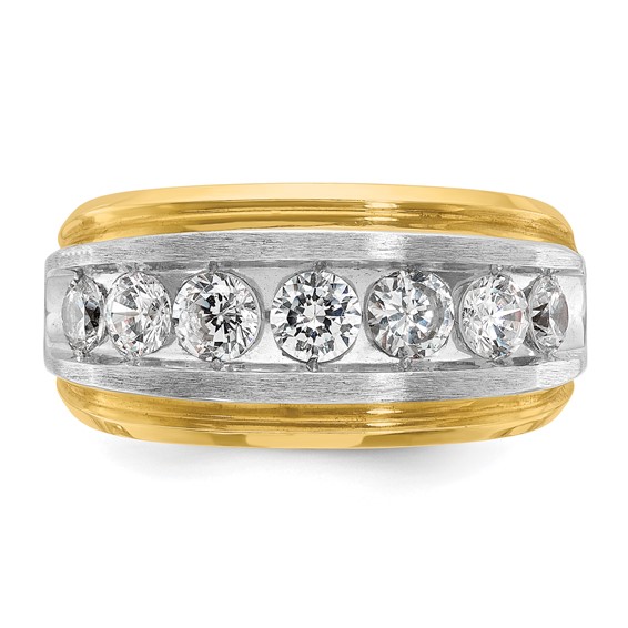 IBGoodman 14k with White Rhodium 1 1/2 carat Lab Grown Diamond VS/SI+ G+ Complete Satin Men's Ring