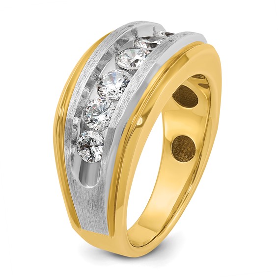 IBGoodman 14k with White Rhodium 1 1/2 carat Lab Grown Diamond VS/SI+ G+ Complete Satin Men's Ring