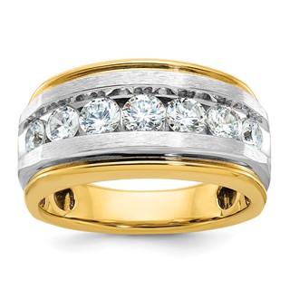 IBGoodman 14k with White Rhodium 1 1/2 carat Lab Grown Diamond VS/SI+ G+ Complete Satin Men's Ring