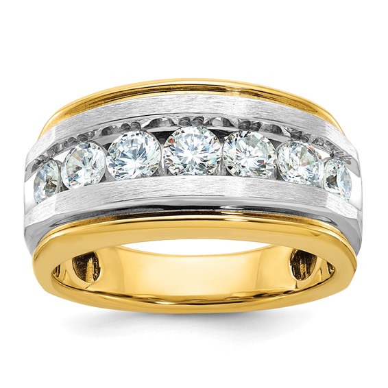 IBGoodman 14k with White Rhodium 1 1/2 carat Lab Grown Diamond VS/SI+ G+ Complete Satin Men's Ring