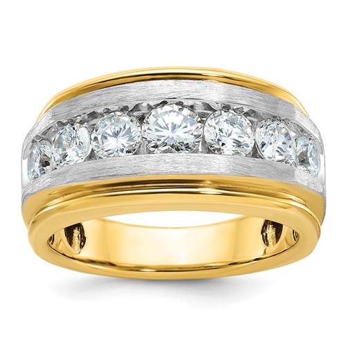 IBGoodman 14K Ring with White Rhodium 2 Carat Lab Grown Diamond VS SI+ G+ Complete Satin Men's