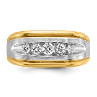 IBGoodman 14K Two-tone 0.50 Carat Lab Grown Diamond VS SI+ G+ Five Stone Complete Polished and Satin Men's Ring view 4