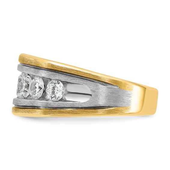 IBGoodman 14k Two-tone Men's Polished Satin and Grooved 7-Stone Ring Mounting