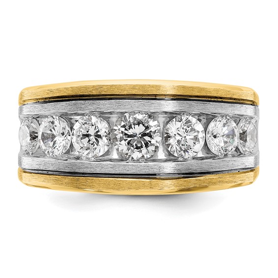IBGoodman 14k Two-tone Men's Polished Satin and Grooved 7-Stone Ring Mounting