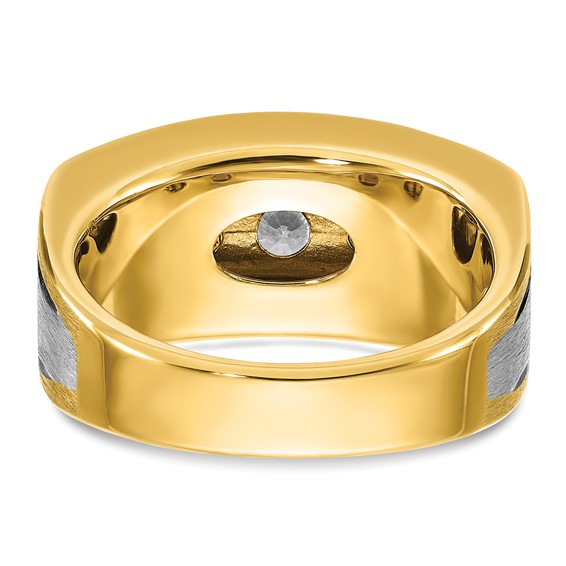 IBGoodman 14k Two-tone Men's Polished Satin and Grooved 7-Stone Ring Mounting