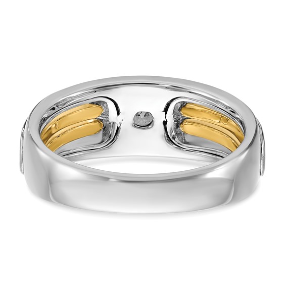 IBGoodman 14k Two-tone Men's Polished and Cut-Out 1/5 Carat AA Quality Diamond Ring