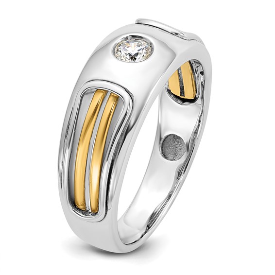 IBGoodman 14k Two-tone Men's Polished and Cut-Out 1/5 Carat AA Quality Diamond Ring