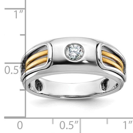 IBGoodman 14k Two-tone Men's Polished and Cut-Out 1/5 Carat AA Quality Diamond Ring