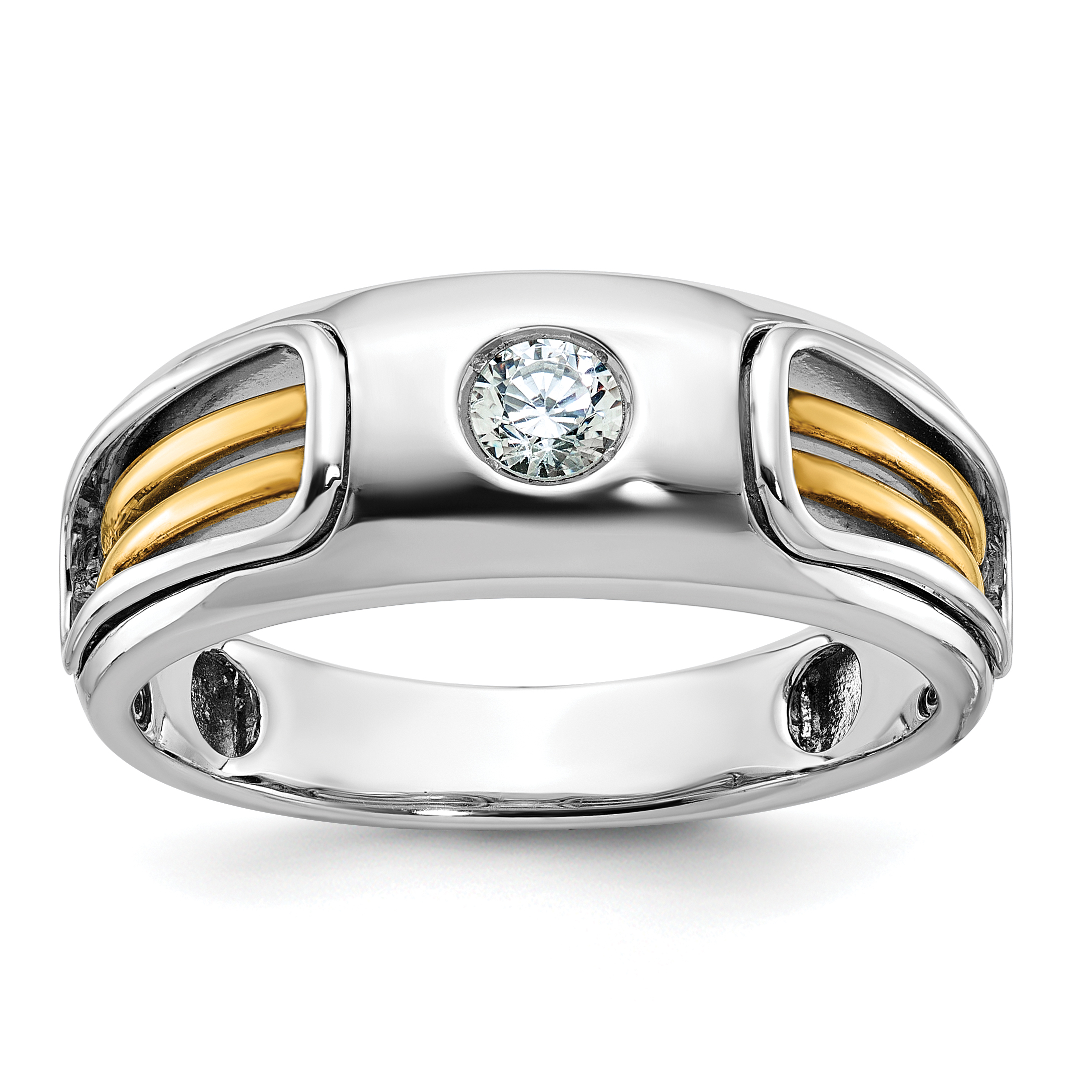 IBGoodman 14k Two-tone Men's Polished and Cut-Out 1/5 Carat AA Quality Diamond Ring (B63971-4WYAA)