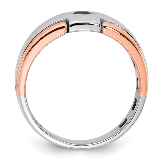 IB Goodman 14k Two-tone White/Rose Gold Mens 1/4 carat Black Diamond Complete Ring