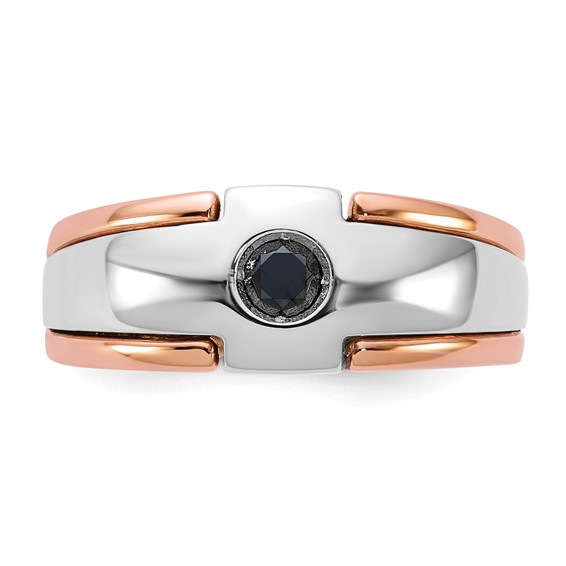 IB Goodman 14k Two-tone White/Rose Gold Mens 1/4 carat Black Diamond Complete Ring