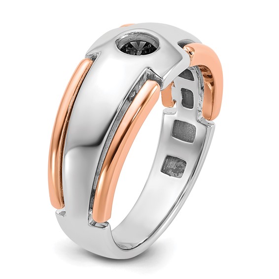 IB Goodman 14k Two-tone White/Rose Gold Mens 1/4 carat Black Diamond Complete Ring