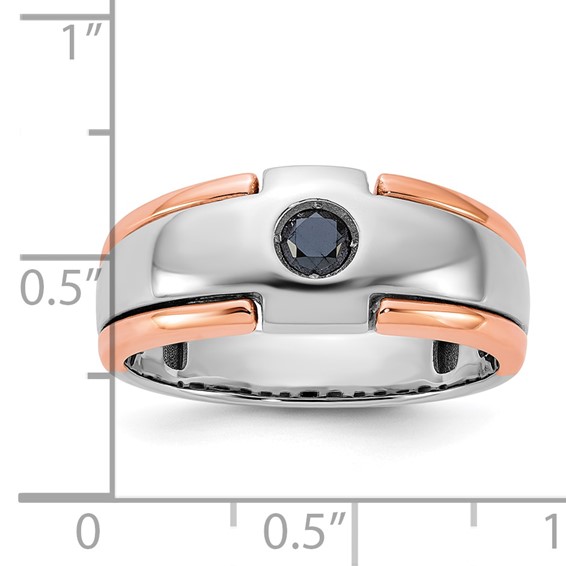 IB Goodman 14k Two-tone White/Rose Gold Mens 1/4 carat Black Diamond Complete Ring