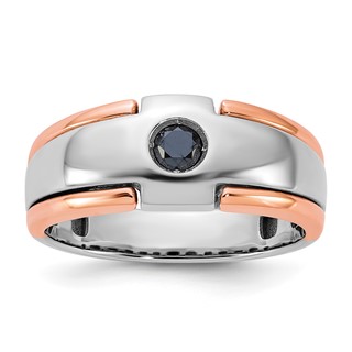 IB Goodman 14k Two-tone White/Rose Gold Mens 1/4 carat Black Diamond Complete Ring