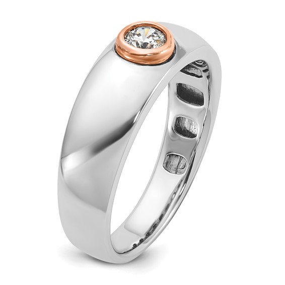  IB Goodman 14k Two-tone White/Rose Gold Mens 1/4 carat Diamond Complete Ring