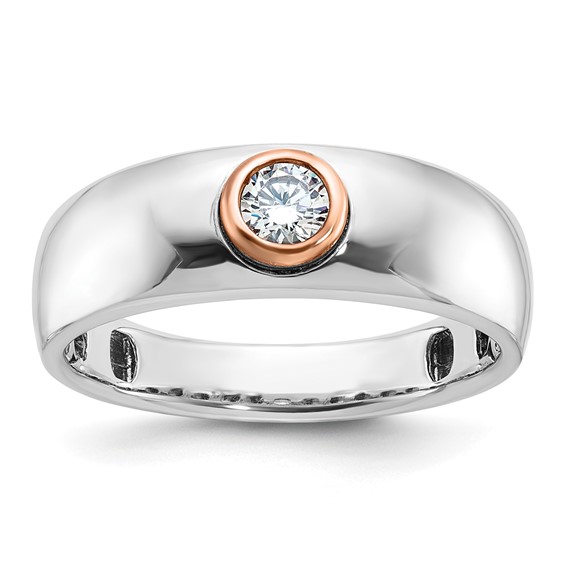  IB Goodman 14k Two-tone White/Rose Gold Mens 1/4 carat Diamond Complete Ring
