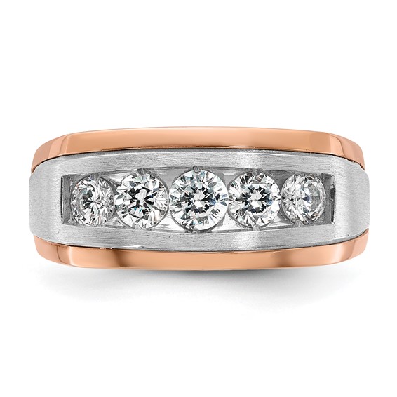 IBGoodman 14k White and Rose Gold Men's Polished and Satin 5-Stone Ring Mounting