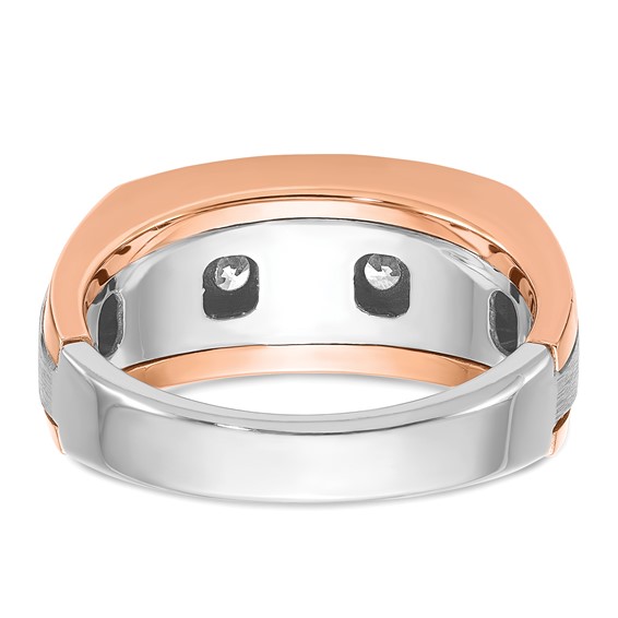 IBGoodman 14k White and Rose Gold Men's Polished and Satin 5-Stone Ring Mounting