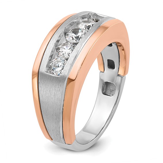 IBGoodman 14k White and Rose Gold Men's Polished and Satin 5-Stone Ring Mounting